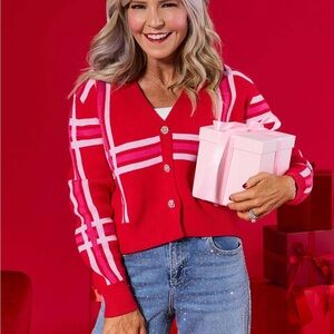 Avara Juliette Red Plaid Knit Cardigan *SOLD OUT